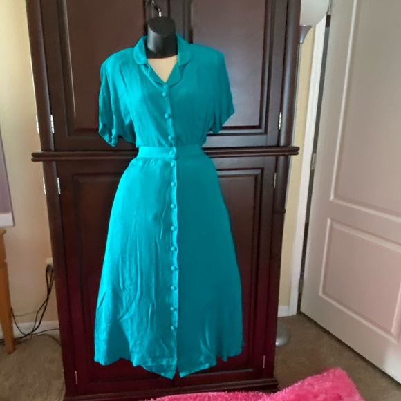 SAG HARBOR 2-pc green hobo bohemian maxi dress M - Picture 6 of 16